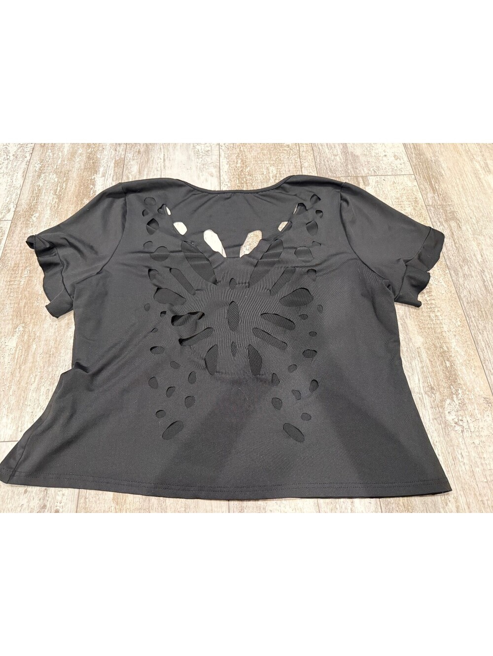 SHEIN Curve 3XL Black Cutout Short Sleeve Top Goth